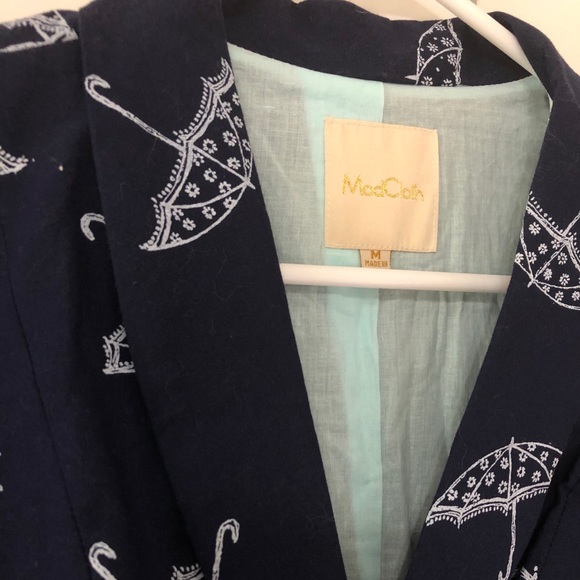 ModCloth Umbrella Print Blazer Jacket navy cotton - Picture 2 of 8